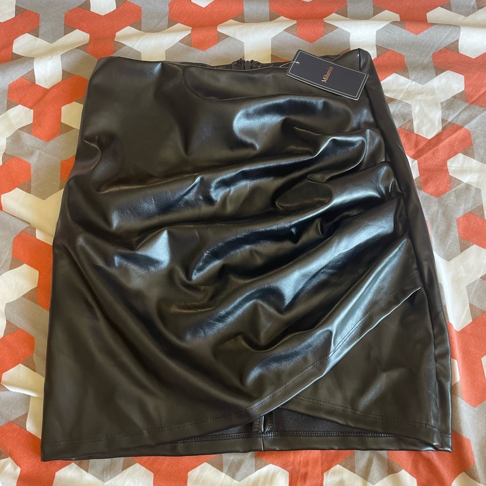 High Waisted Mini Leather Skirt